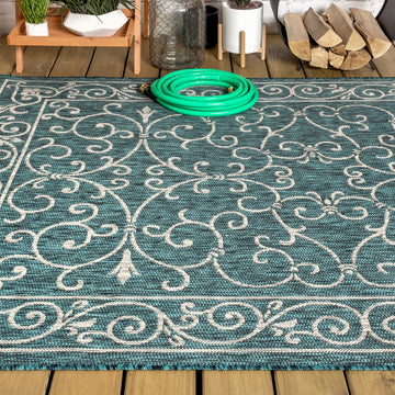 Charleston Vintage Filigree Textured Weave Indoor/outdoor Area Rug